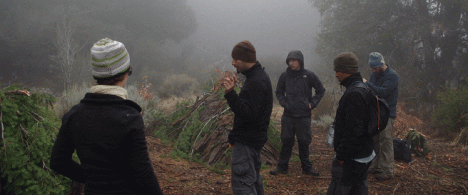 Survival School in Snowy California